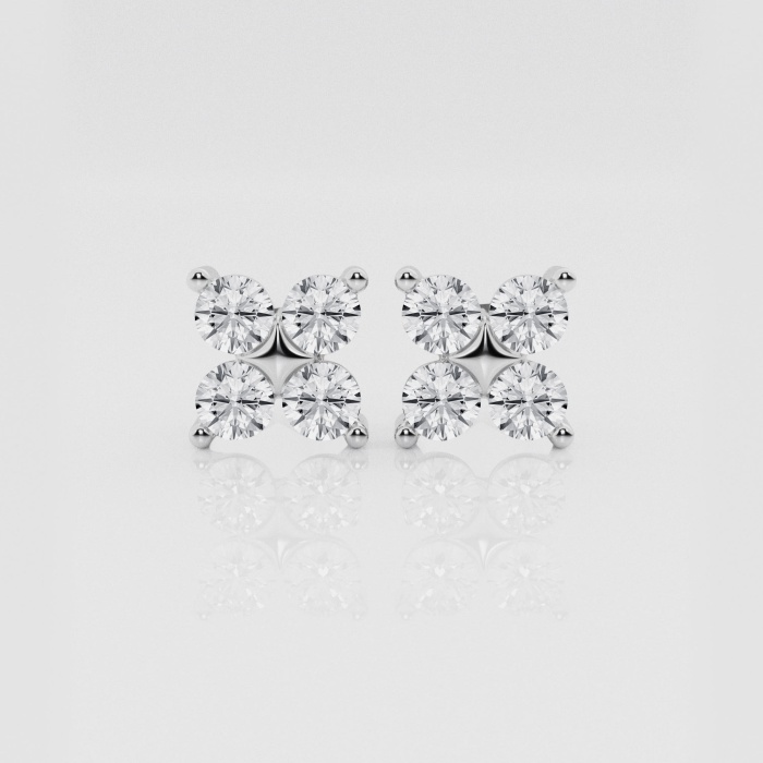 Natural Diamond | 1 1/2 ctw Round Four Dots Stud Earrings